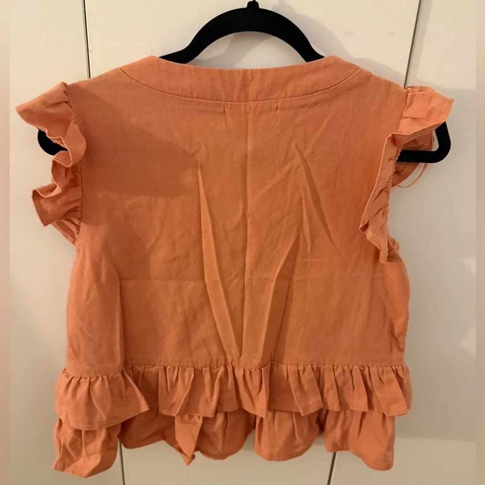 Moondance Orange Ruffled Tank Top - Picture 2 of 3